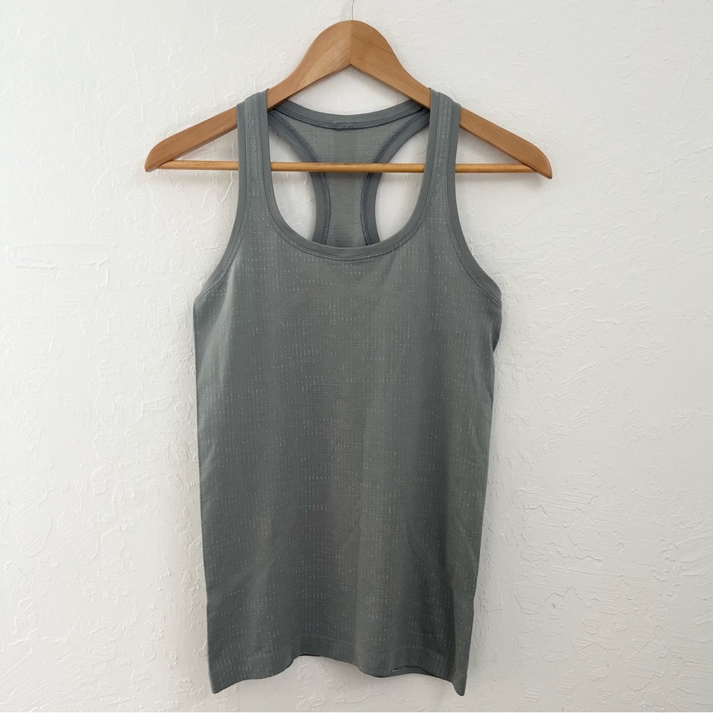 Lululemon Swiftly Tech Racerback Tank Top Light Grey Patterned Size 4